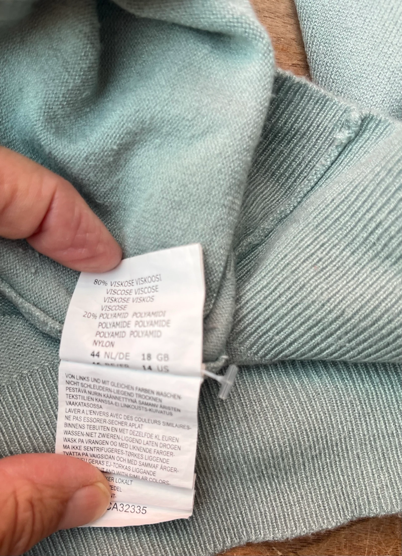 🌺 𝒎𝒛 | Suéter de lana azul hielo para mujer talla 44 | punto fino | manga abalada – photo 6